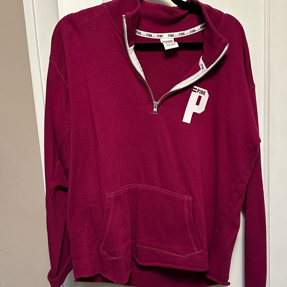 PINK Victoria's Secret Magenta Half-Zip Sweatshirt